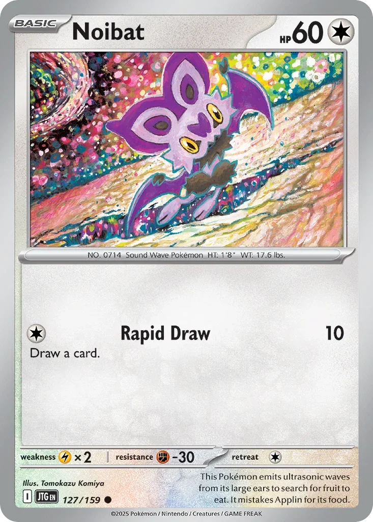 Noibat 127 Pokémon card from JTG set