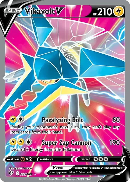 Vikavolt V 180 Pokemon card from Darkness Ablaze set
