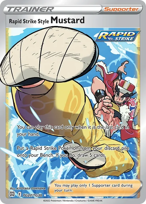 Rapid Strike Style Mustard 027 Pokemon card from Brilliant Stars set