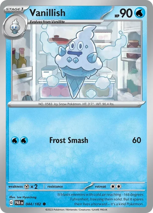 Vanillish 44 Pokemon card from Paradox Rift set