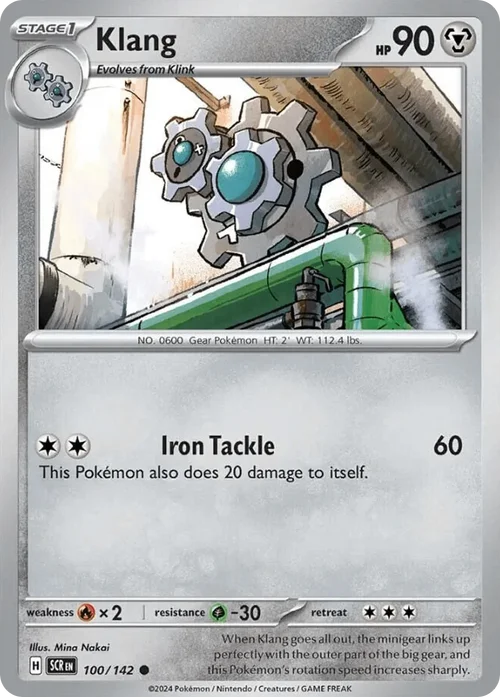 Klang 100 Pokemon card from Stellar Crown set