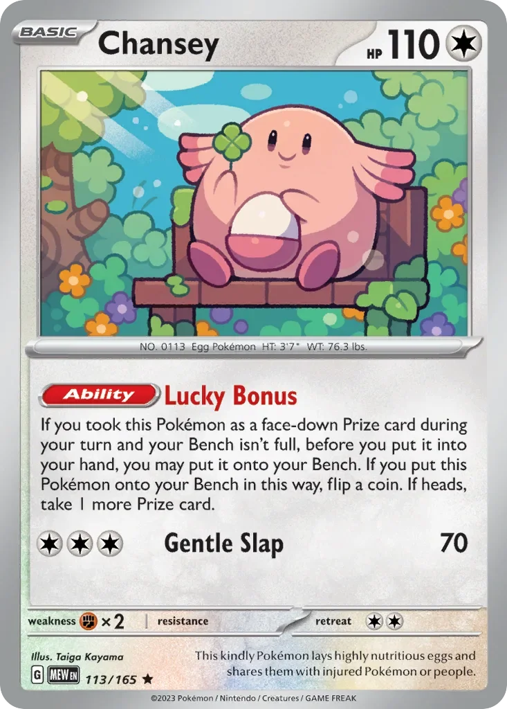 Chansey 113 Pokémon card