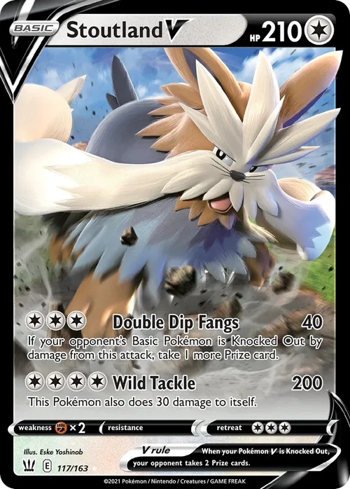 Stoutland V 117 Pokemon card from Battle Styles set