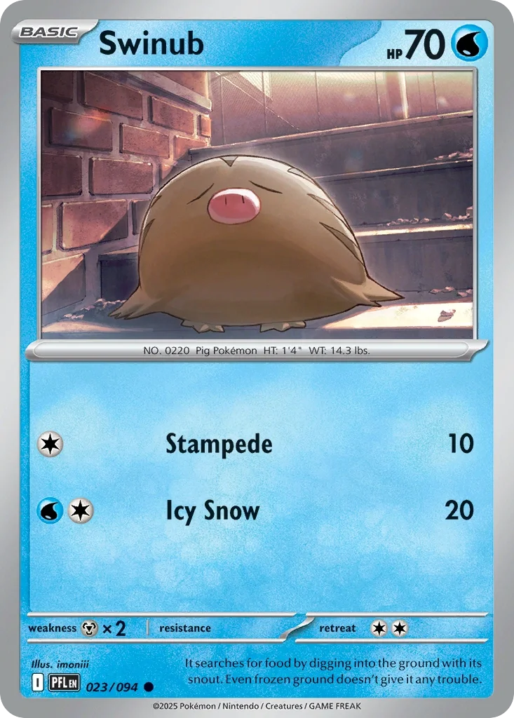 Swinub 23 Pokémon card from Phantasmal Flames set