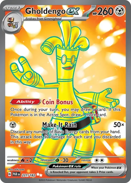 Gholdengo ex 231 Pokemon card from Paradox Rift set
