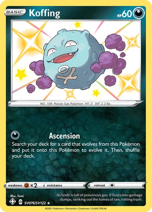 Koffing SV076 Pokemon card from Shining Fates set