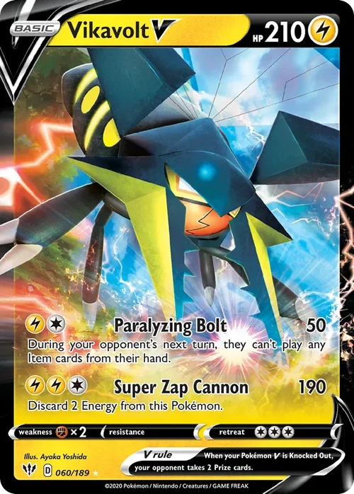 Vikavolt V 60 Pokemon card from Darkness Ablaze set