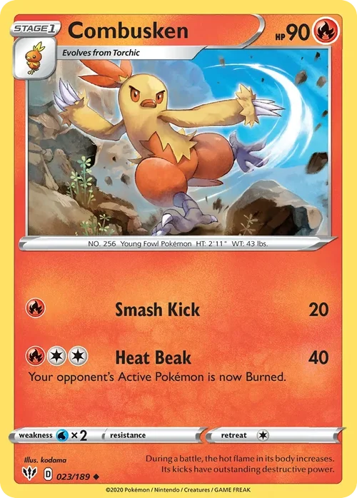 Combusken 23 Pokemon card from Darkness Ablaze set