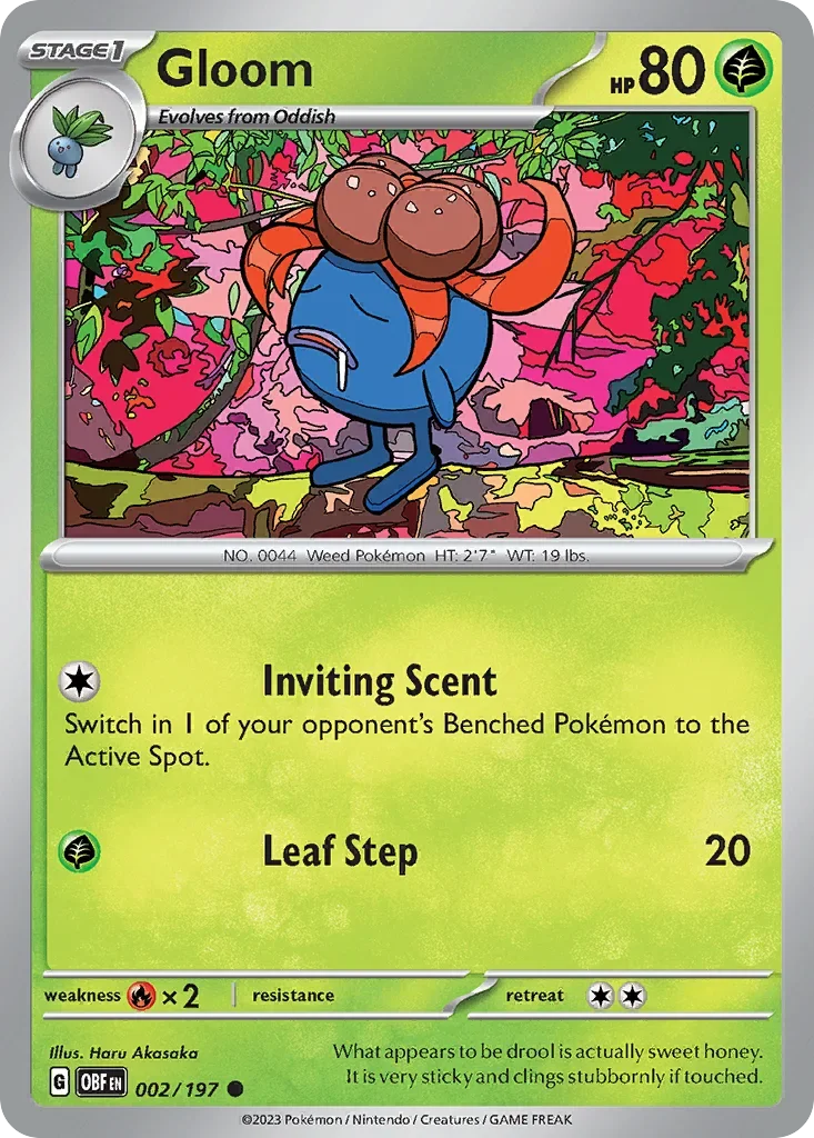 Gloom 2 Pokémon card from Obsidian Flames set