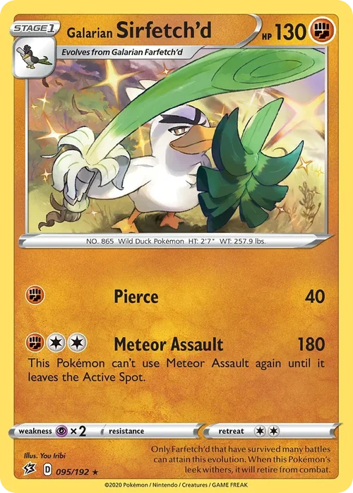 Galarian Sirfetch'd 95 Pokemon card from Rebel Clash set