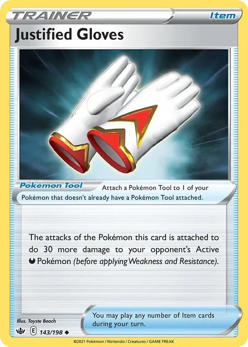 Justified Gloves 143 Pokemon card from Chilling Reign set