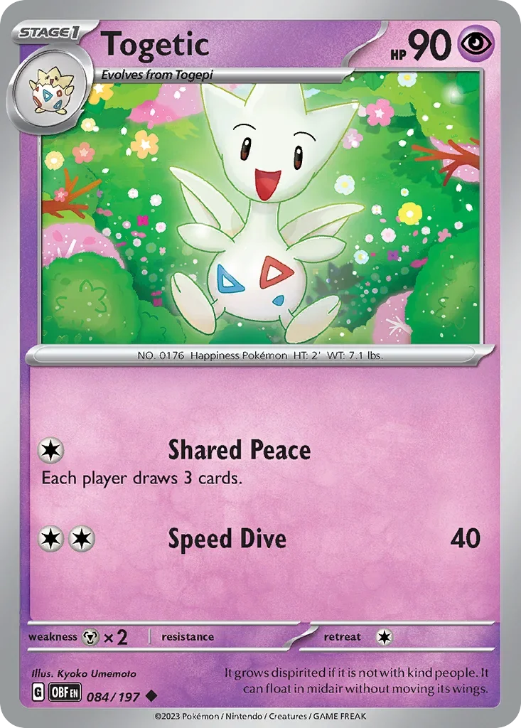 Togetic 84 Pokémon card from Obsidian Flames set