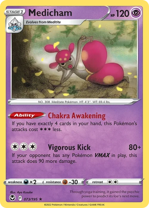 Medicham 73 Pokemon card from Silver Tempest set