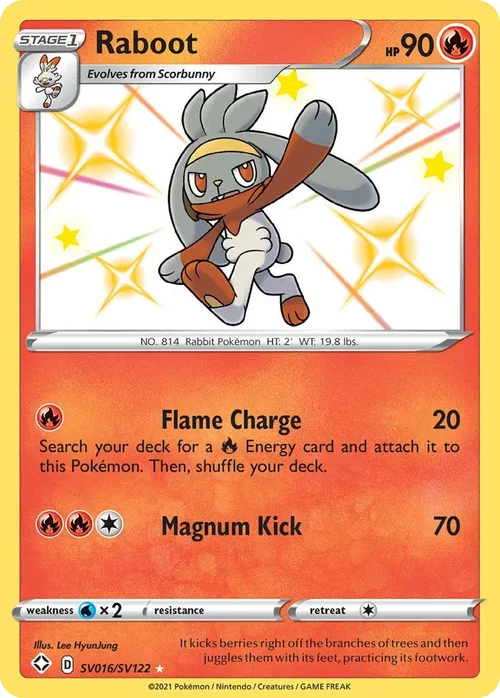 Raboot SV016 Pokemon card from Shining Fates set