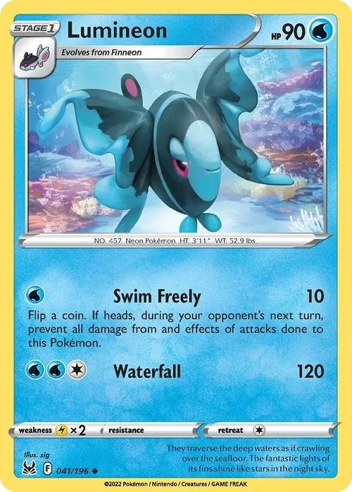 Lumineon 41 Pokemon card from Lost Origin set
