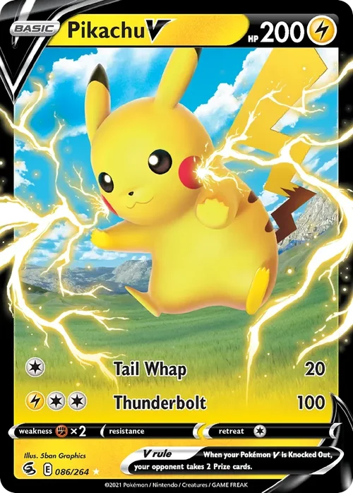 Pikachu V 86 Pokemon card from Fusion Strike set