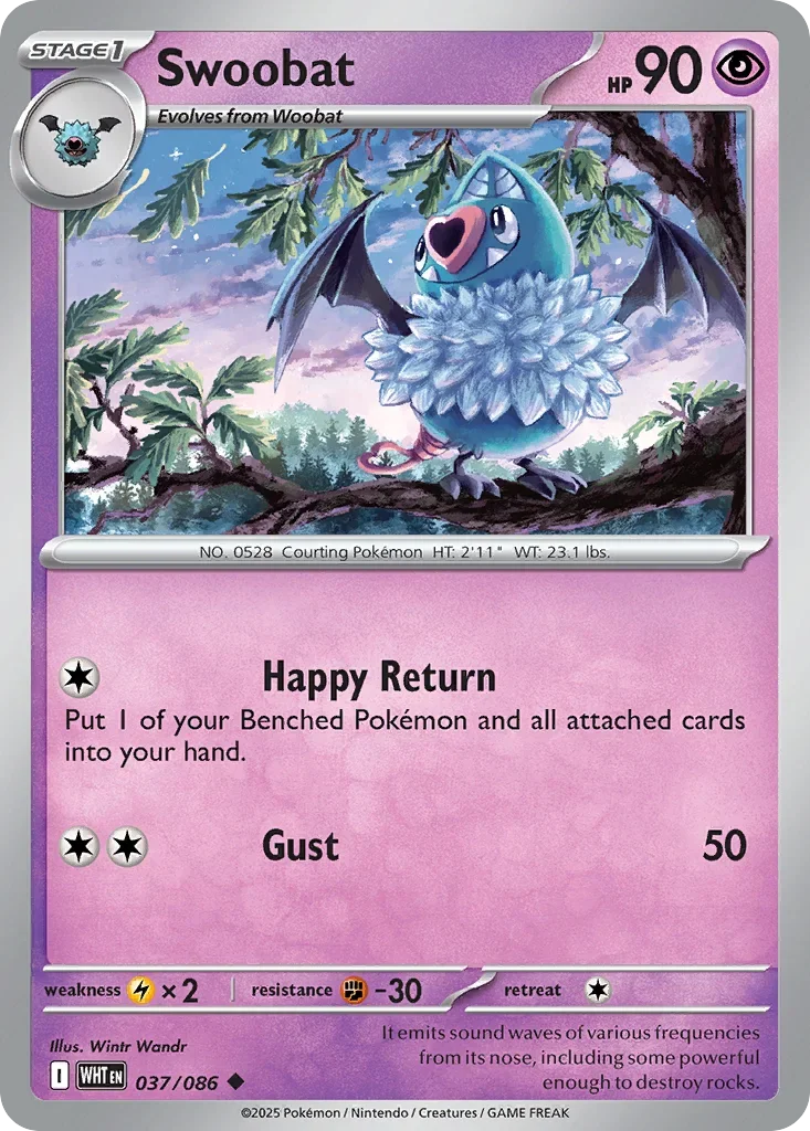Swoobat 37 Pokemon card from White Flare set