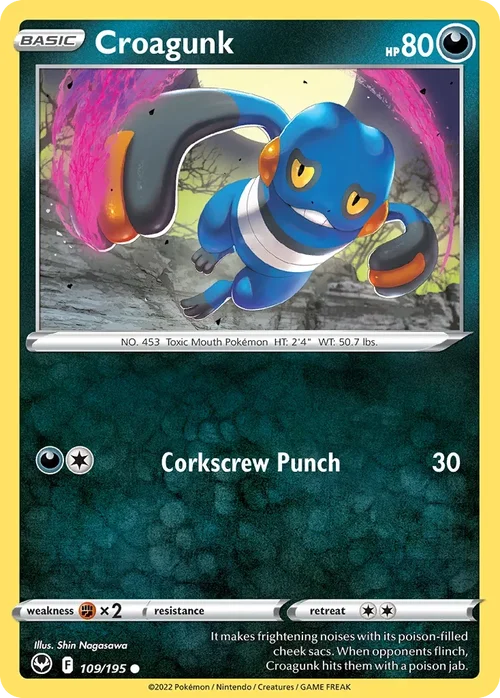 Croagunk 109 Pokemon card from Silver Tempest set