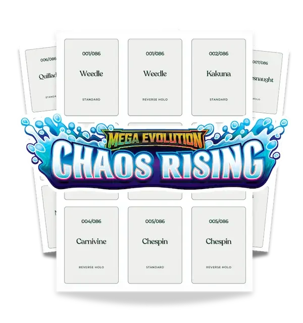 Chaos Rising Binder Placeholders with Pokemon Chaos Rising Logo