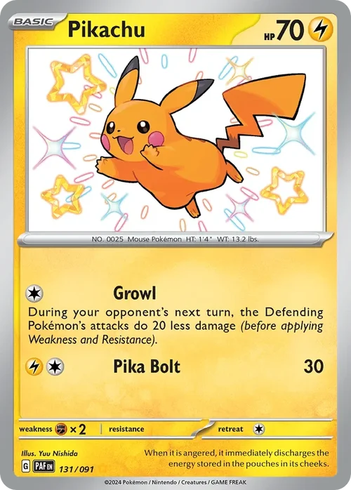 Pikachu 131 Pokemon card from Paldean Fates set