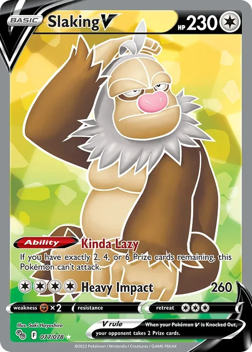 Slaking V 77 Pokemon card from Pokemon GO set