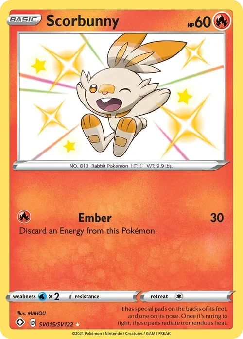 Scorbunny SV015 Pokemon card from Shining Fates set