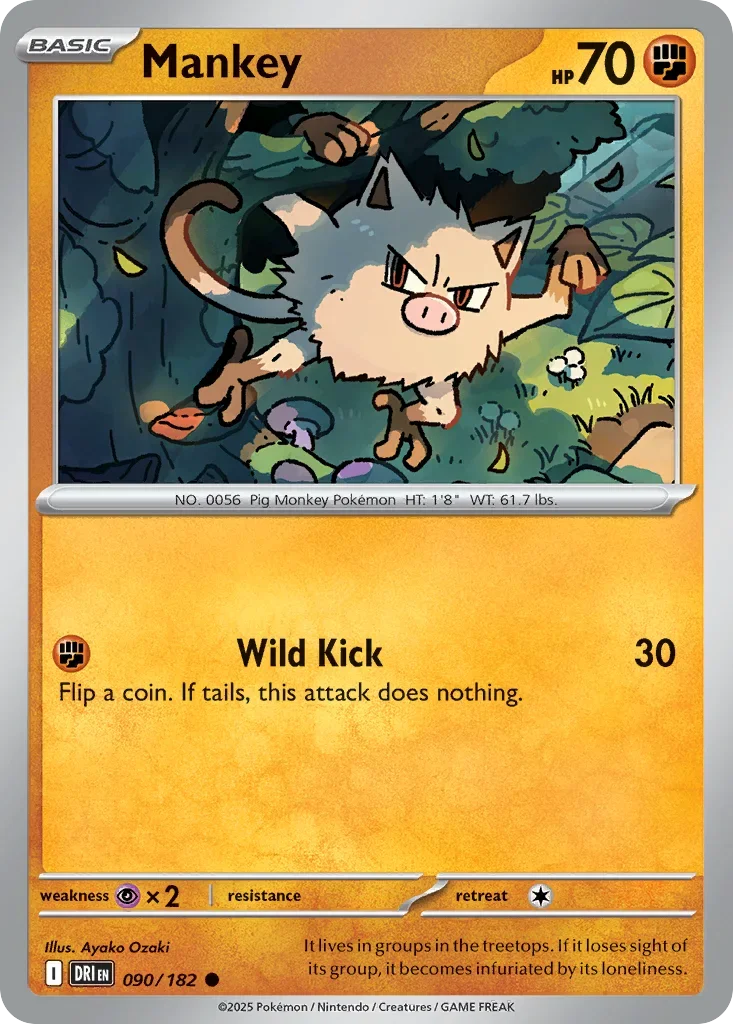 Mankey 90 Pokemon card from Destined Rivals set