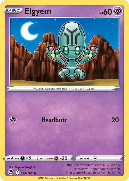 Elgyem 79 Pokemon card from Silver Tempest set