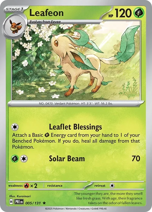 Leafeon 5 Pokemon card from Prismatic Evolutions set