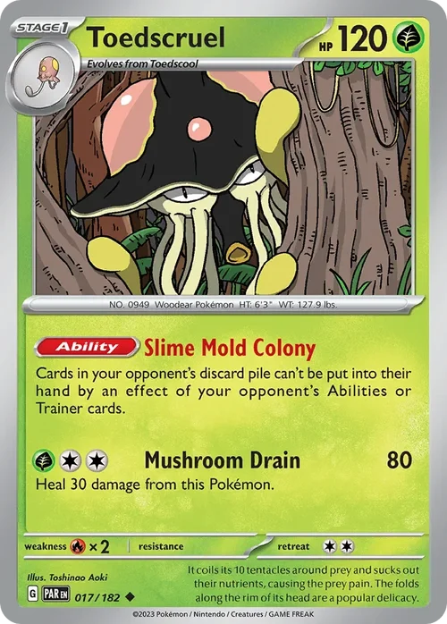 Toedscruel 17 Pokemon card from Paradox Rift set