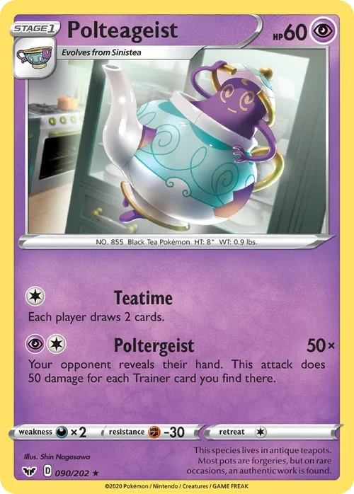 Polteageist 90 Pokemon card from Sword & Shield set
