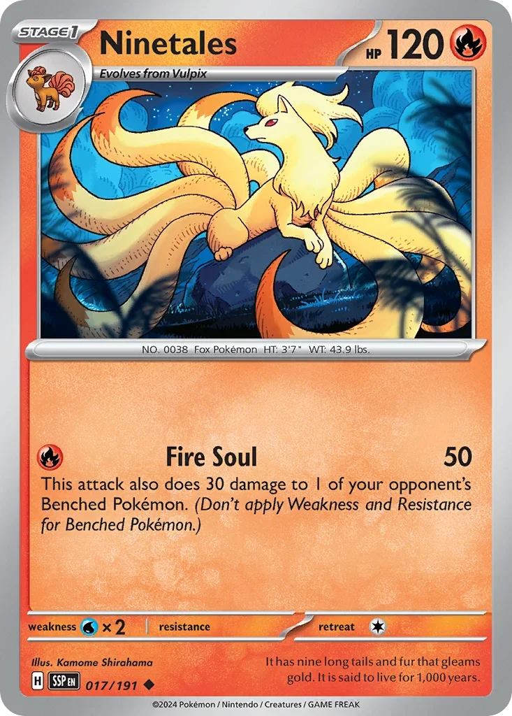 Ninetales 017/167 Pokemon card from Surging Sparks set