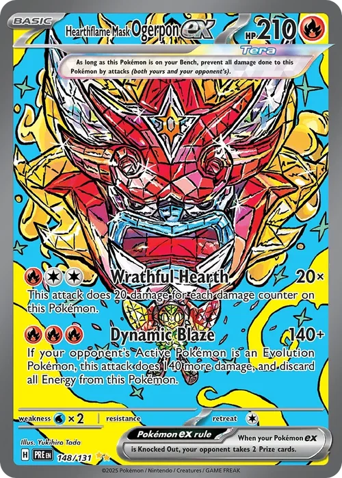 Hearthflame Mask Ogerpon ex 148 Pokemon card from Prismatic Evolutions set