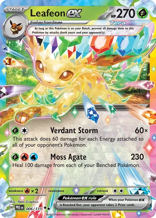Leafeon ex 6 Pokemon card from Prismatic Evolutions set