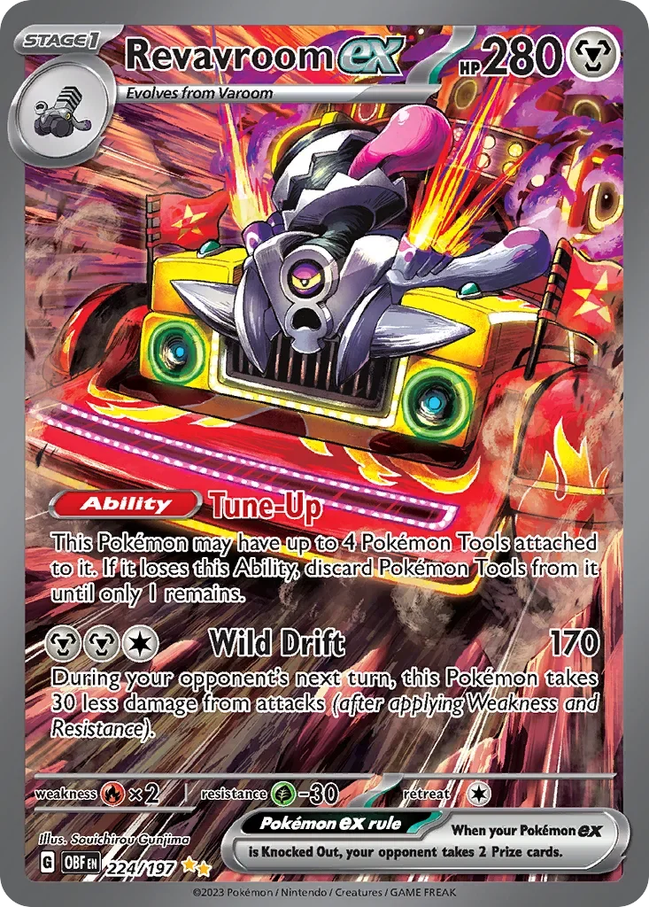 Revavroom ex 224 Pokémon card from Obsidian Flames set