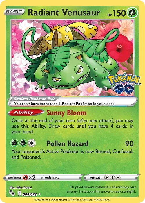 Radiant Venusaur 4 Pokemon card from Pokemon GO set
