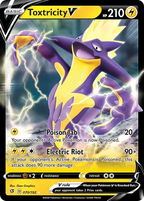 Toxtricity V 70 Pokemon card from Rebel Clash set