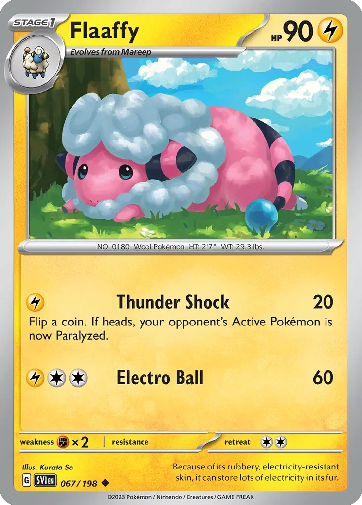 Flaaffy 67 Pokemon card from Scarlet & Violet set