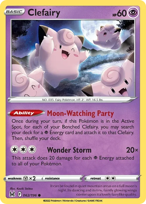 Clefairy 62 Pokemon card from Lost Origin set