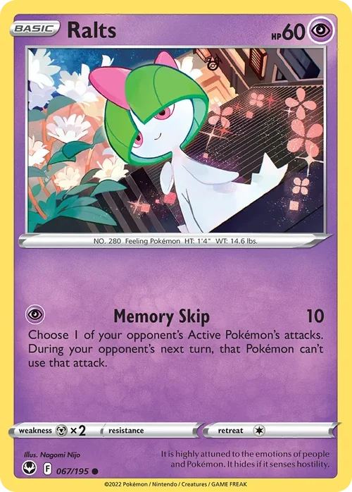 Ralts 67 Pokemon card from Silver Tempest set