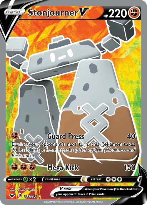 Stonjourner V 193 Pokemon card from Sword & Shield set