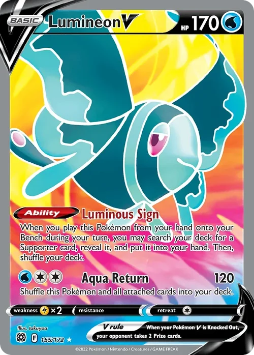 Lumineon V 155 Pokemon card from Brilliant Stars set
