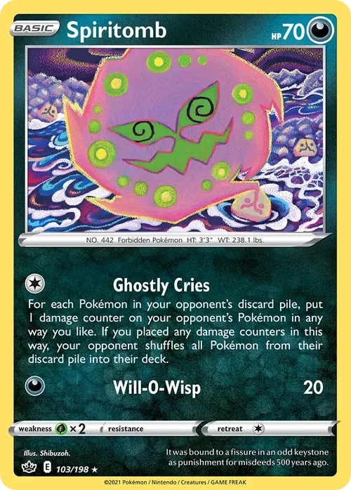 Spiritomb 103 Pokemon card from Chilling Reign set