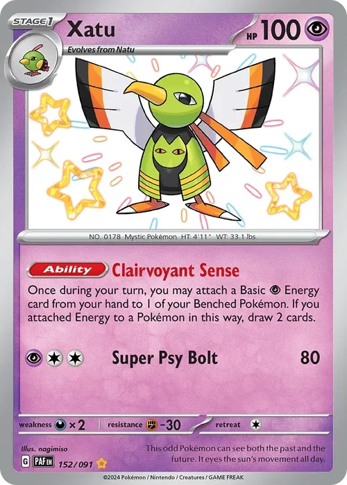 Xatu 152 Pokemon card from Paldean Fates set