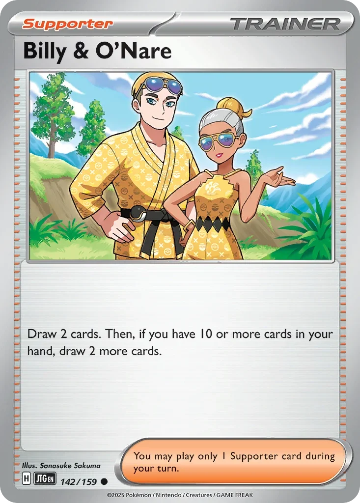 Billy & O'Nare 142 Pokémon card from JTG set