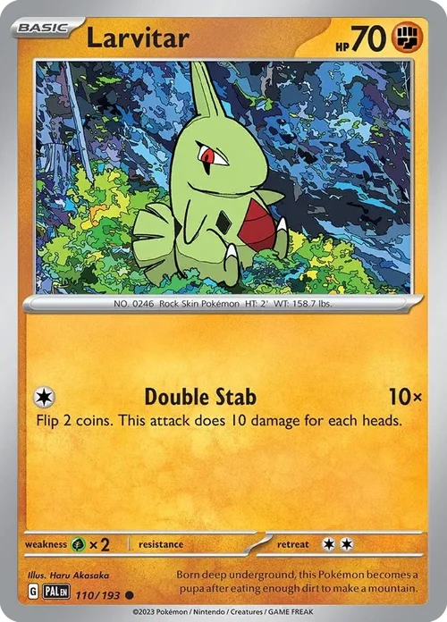 Larvitar 110 Pokemon card from Paldea Evolved set