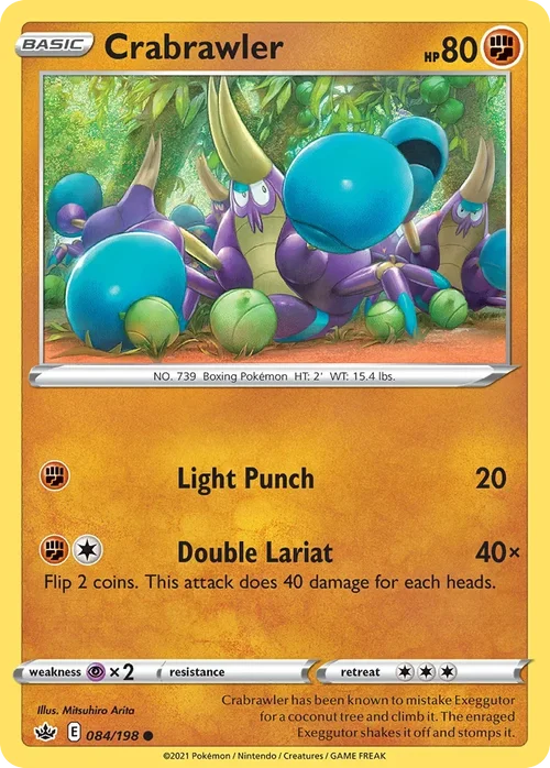 Crabrawler 84 Pokemon card from Chilling Reign set
