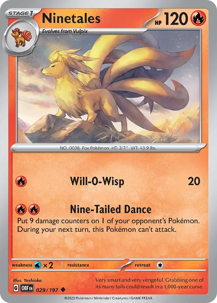 Ninetales 29 Pokémon card from Obsidian Flames set
