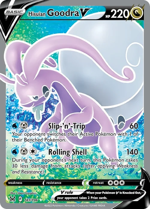 Hisuian Goodra V 187 Pokemon card from Lost Origin set