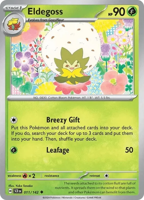 Eldegoss 11 Pokemon card from Stellar Crown set